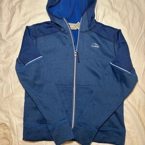 L.L. Bean Full Zip Hoodie Thumbhole Activewear Fleece Lined Blue Youth M 10-12